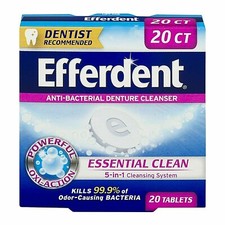 Efferdent Anti Bacterial Denture Cleaner Essential Clean 20 ct Tablets  1 Pack
