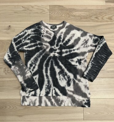 Belle by Belldini Tie Dye Pocket Sweater Long Sleeves Crew Neck