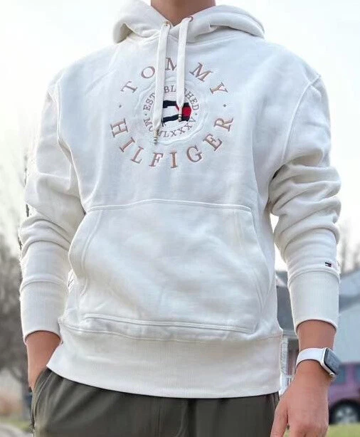 TOMMY LOGO HOODY TOMMY HILFIGER, Sweat-shirt Blanc Homme