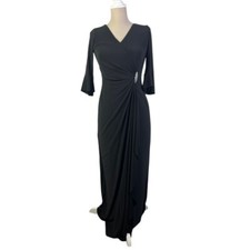 Lauren Ralph Lauren Gown Whimsigoth Bell Sleeves Maxi Dress Rhinestone Black 4