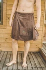 Men Sauna Skirt Wrap Kilt Apron 55x150 cm Cotton Towel Bath SPA Absorbent Brown