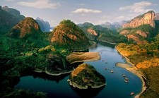 Landscape nature china river mountains Custom Gaming Mat Desk