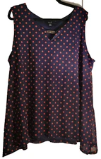 Naif Women's Navy w/Red Polka Dot Top Tank Cami Blouse Plus Size 3X