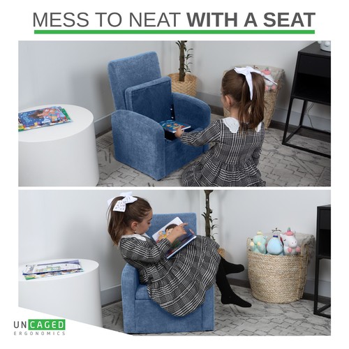 STASH Comfy Folding Kids Toddler Plush Sofa Lounge Chair with Storage - Picture 21 of 37
