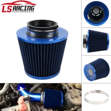 Blue 3" 76mm High Flow Inlet Cold Air Intake Cone Replacement Dry Air Filter
