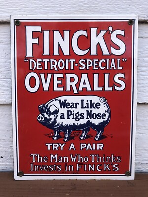最終価格！　1930s FINCK'S OVERALLS 看板 s-l400.jpg