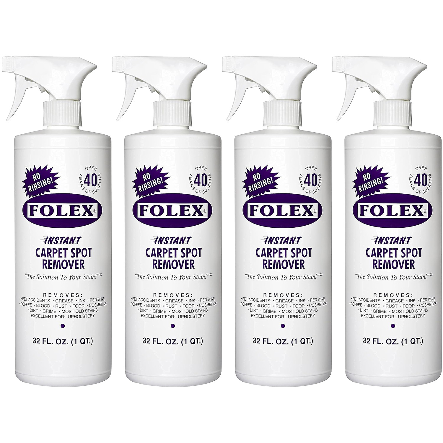 4 Упаковки пятновыводителя для ковров Folex Instant - 32 унции - Удаляет следы от домашних животных, жир