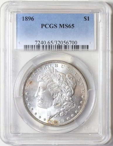 1896 P Morgan Silver Dollar PCGS MS65, Brilliant Gem