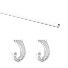 Superslide 48 In. Hanging Closet Rod (1 Piece) and 6 In. X 1 In. White Closet Ro
