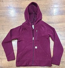 Carhartt Full Zip Hoodie Jacket Burgundy Fleece 101404-506 Workwear Womens S 4/6