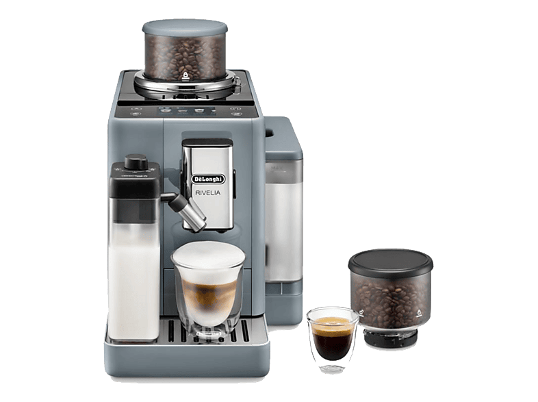 CAFETERA - De'Longhi Rivelia 1450W, 19 bar, Molinillo integrado, Depósito leche
