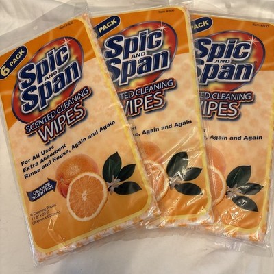 Lot Of 3 Spic & Span 6 Piece Orange Scented Reusable Cleaning Wipes Kitchen