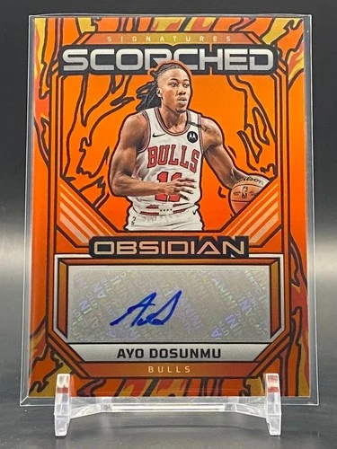 Ayo Dosunmu Auto Scorched Signatures Orange Flood #/25 2024-25 Panini Obsidian