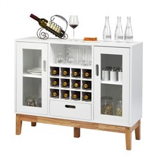 Wood Wine Storage Cabinet Sideboard Console Buffet Server w/ Wine Rack Drawer