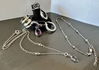 Vintage Sterling Silver Lot Of 6 Earrings Hoops Rings Necklace Bracelet Amethyst