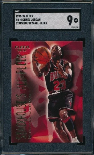 MICHAEL JORDAN 1996-97 FLEER STACKHOUSE'S ALL-FLEER SGC 9 MINT INSERT CARD #4!