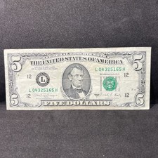 Series 1988A US Five Dollar Bill Note $5 San Francisco L 04325165 H - small face