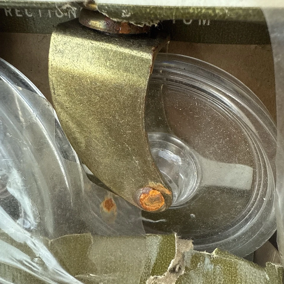 MCM Vintage Plastic Furniture Casters NOS 3” Wheels 3/4” Outside Rust** - Image 3 of 4