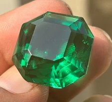 60+ Cts Natural Certified Colombian Square Cut Green Emerald Loose Gemstone~BEST