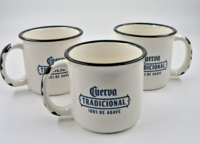 Set of 3 Cuervo Tradicional 100% De Agave Tequila Ceramic Coffee Mugs