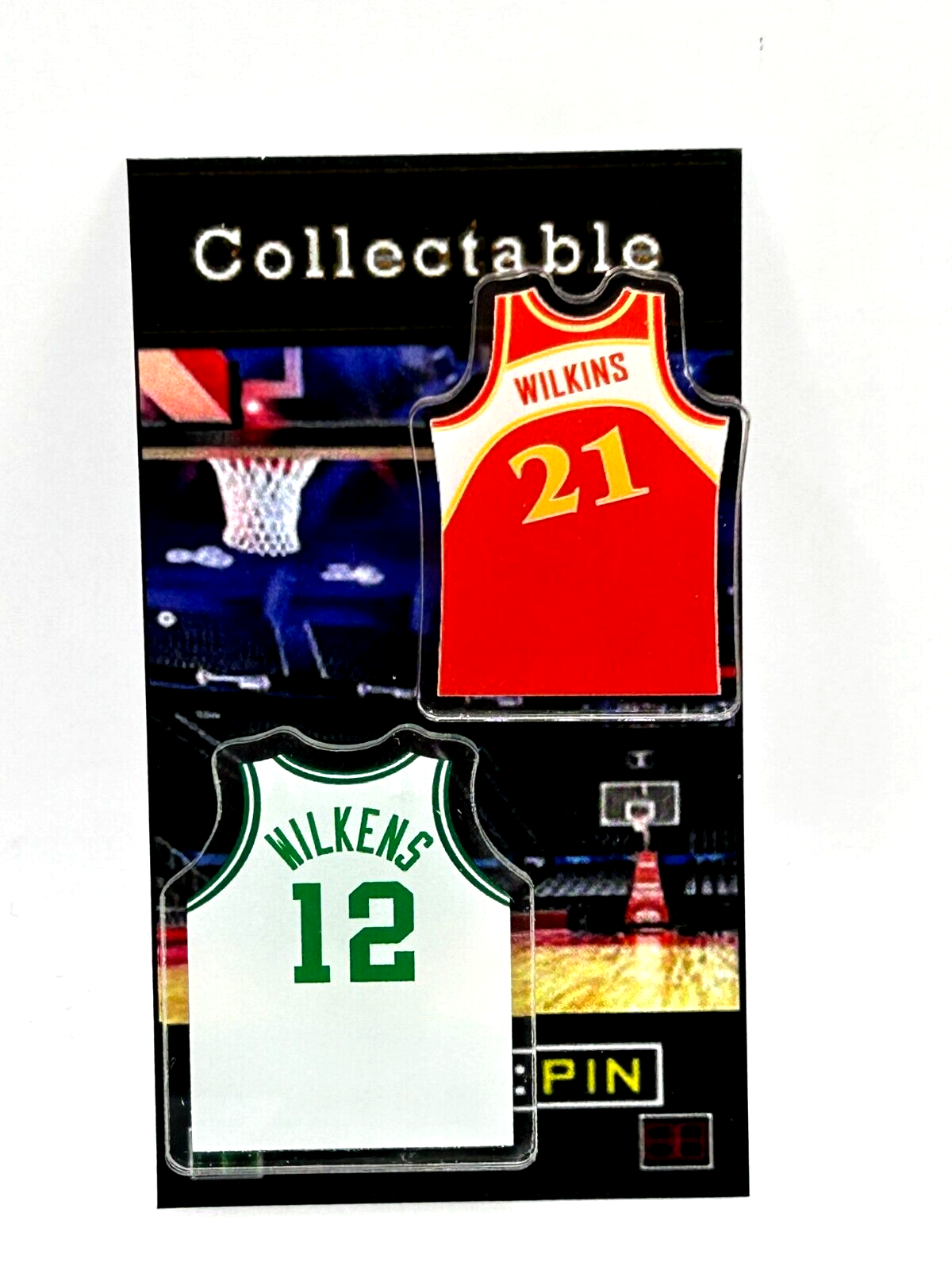 Boston Celtics vs Atlanta Hawks Dominique Wilkins NBA lapel pins by Hardwood Collectibles