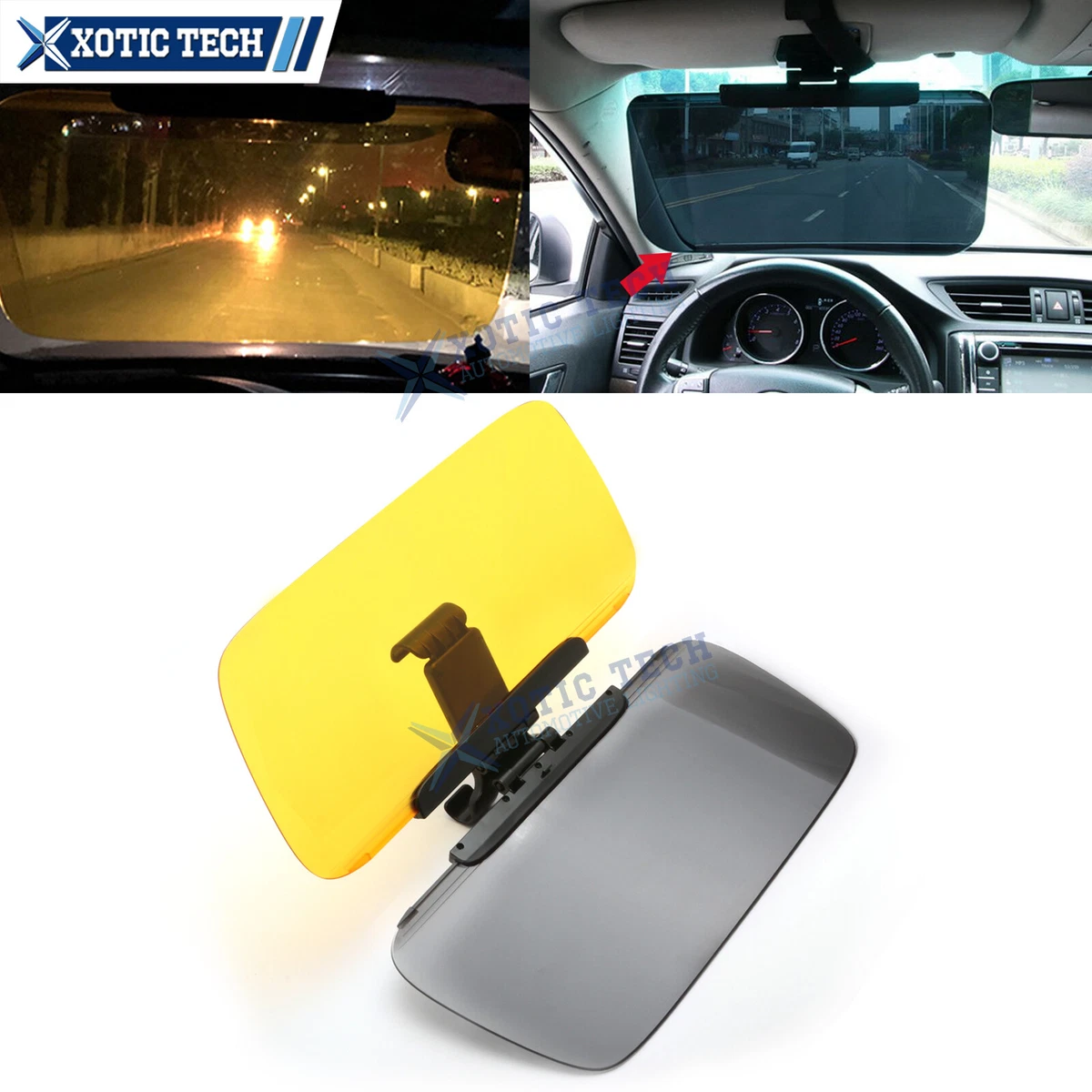 Day Night Grey Yellow HD Sun Visor Extension For Cars SUVs Solid Secure  Holding