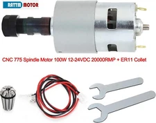 CNC 775 Spindle Motor 100W 12-24VDC 20000RMP + ER11 Collet for 3018 1610 Machine