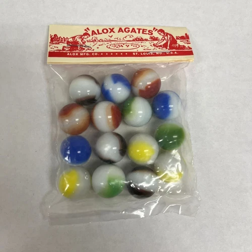 VTG 15 Alox Agates Glass Marbles NEW