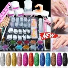 Acrylic Nail Kit Glitter Ez Flow Acrylic Powder Art Manicure Tool Tips Brush Set