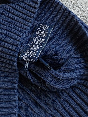 Ralph Lauren Cable Knit V Neck Navy Blue Jumper Size L UK12 - Picture 6 of 6