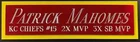 PATRICK MAHOMES CHIEFS NAMEPLATE AUTOGRAPHED Signed FOOTBALL-HELMET-JERSEY-PHOTO