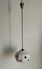 lampada a sospensione art decò  in vetro opale 4 assi anni '30