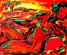 RED NUDE   Modern Abstract  BY KAZAV  Original Oil Painting  IMPRESSIONIST ff34f