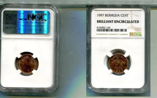 1997 BERMUDA PIG CENT NGC BRLLIANT UNCIRCULATED 9286S