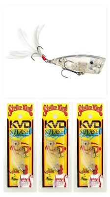 (3) Strike King KVD 2 1/4'' Splash Jr Topwater Popper 3/16 Oz Clear Brand New