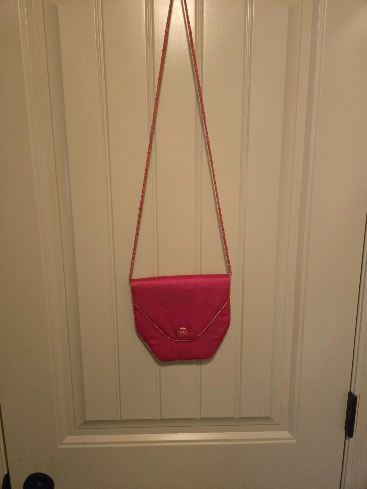 Pochette/sac à bandoulière de soirée CHRISTIAN DIOR vintage en satin rose
