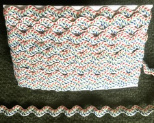 VINTAGE 10 Yds  1/2" COTTON RIC RAC  EMBROIDERED MULTI-COLOR