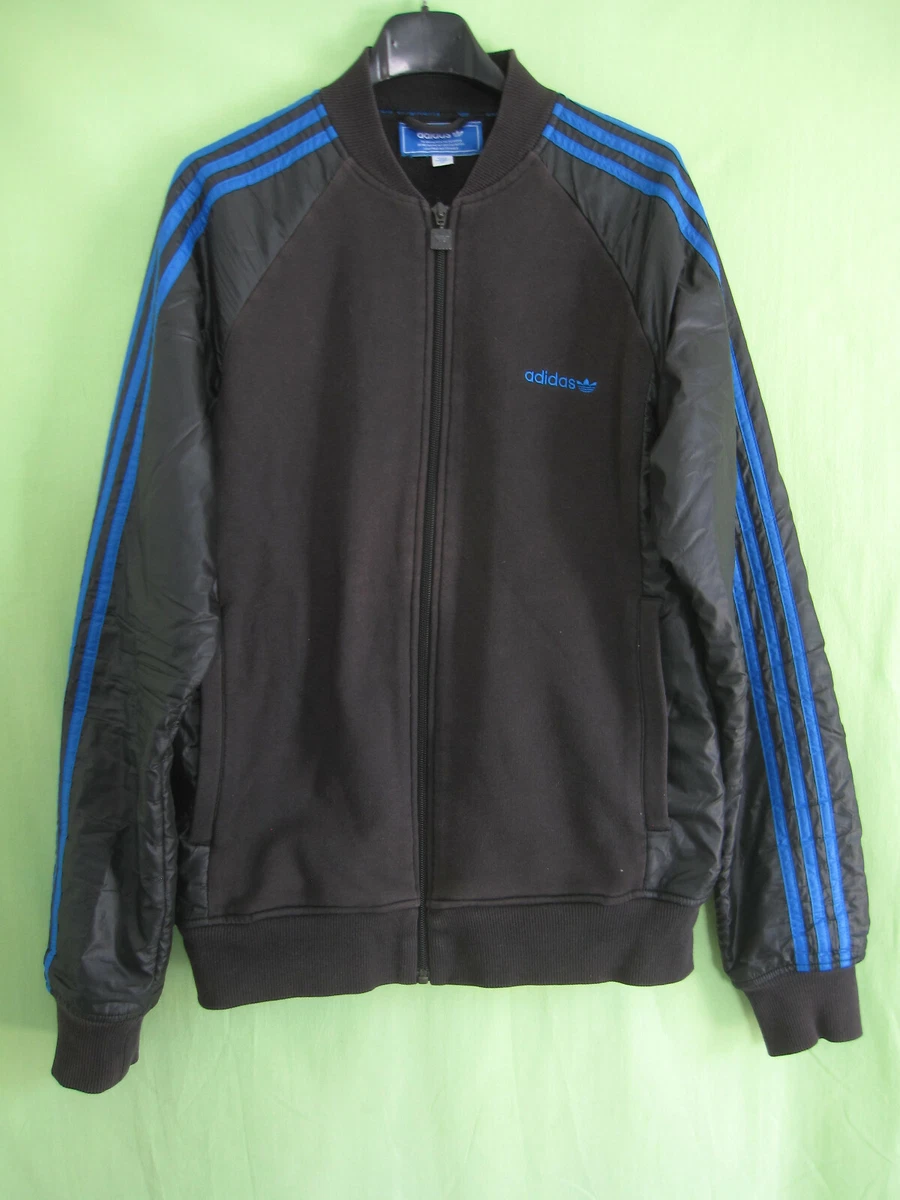 Veste Adidas Originals Noir bande Bleu Jacket Homme style vintage - M