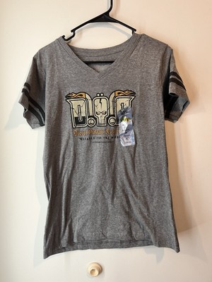 Diesel Outlaw Association DOA Womans Short Sleeve Graphic Tshirt V Neck Gray Med