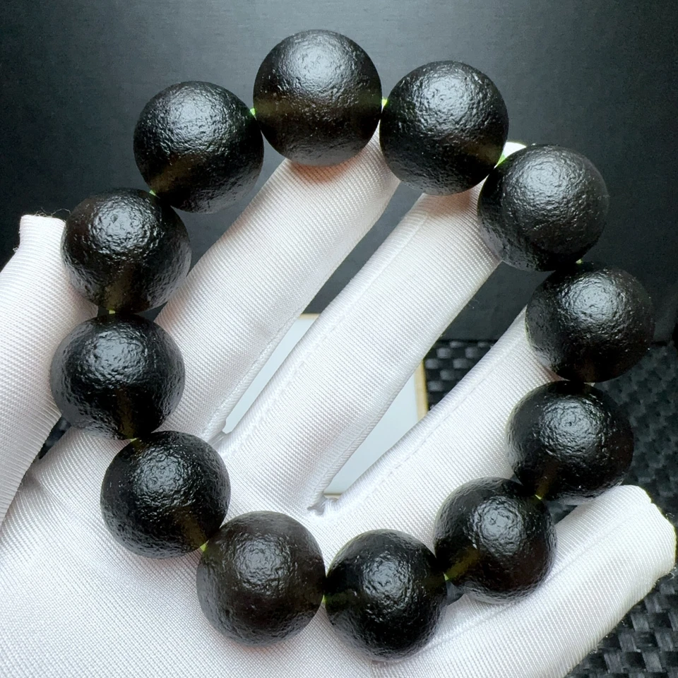 Pulsera de cuentas de cristal de cuarzo Cintamani meteorito natural de 20 mm AAAA Foto 4 de 4