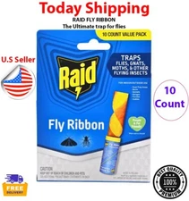 Pack Of 10 Fly Ribbon Insect Trap Sticky Glue Catcher Strip Traps Kitchen  Food,