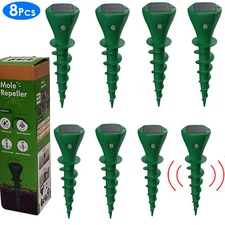 Solar Mole Repeller Stakes Ultrasonic Groundhog Repellent Outdoor Sonic Spikes