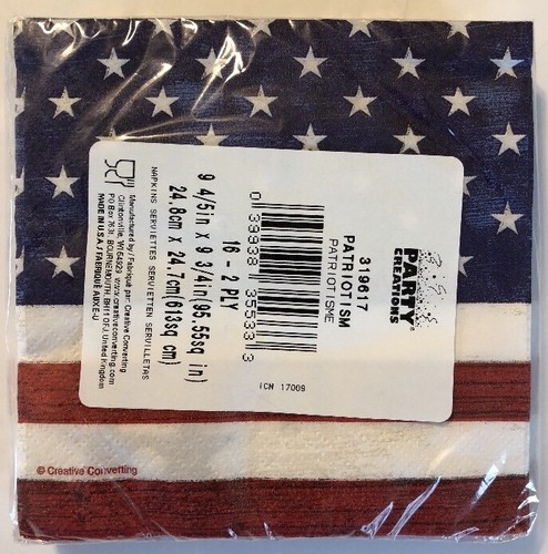 Flag Paper Cocktail Dessert Napkins Patriotism Made in USA Fourth July 4th 16/p - Picture 2 of 12