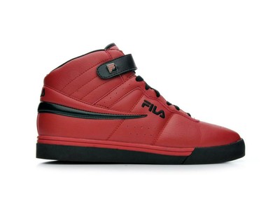 red and black fila high tops