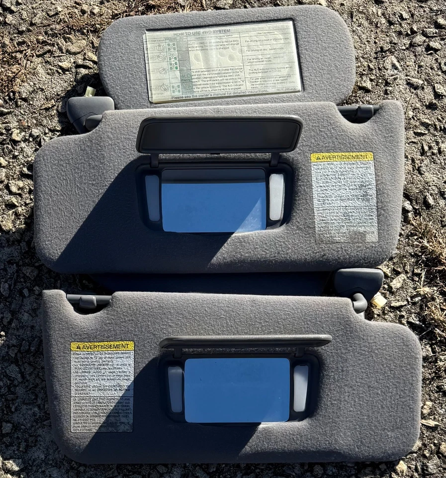 1997-04 Nissan Pathfinder Infiniti QX4 Gray Driver & Passenger LH RH Sun Visors — 第 2/4 张图片