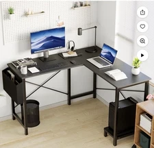 L Shaped Desk 50-inch Black Corner Computer Table, Gaming Desk PC