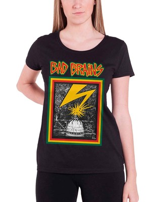 Bad Brains T Shirt Capitol Band Logo Punk Nue offiziell damen Skinny Fit Schwarz