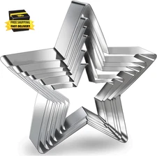 6 Pieces Star Cookie Cutters Set - Stainless Steel Five-Pointed Shaped Cutter, B