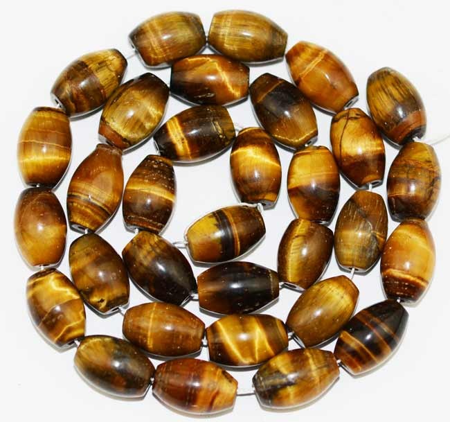 8x12mm Natural Yellow Tiger Eye Olivary Gemstone Beads 15 Inch Strand