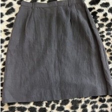 Vintage A Line Skirt Gray Knee Length Career Wear Pleated Business Casual